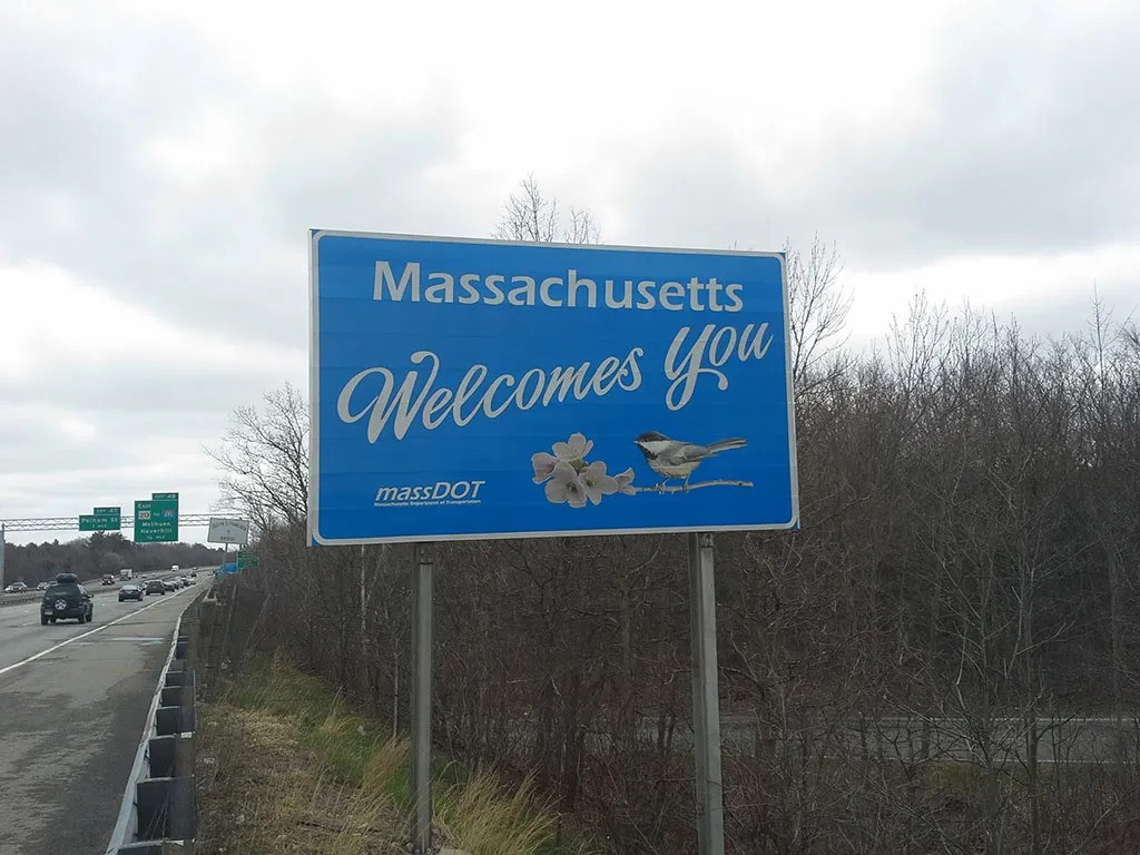 Massachusetts welcome sign