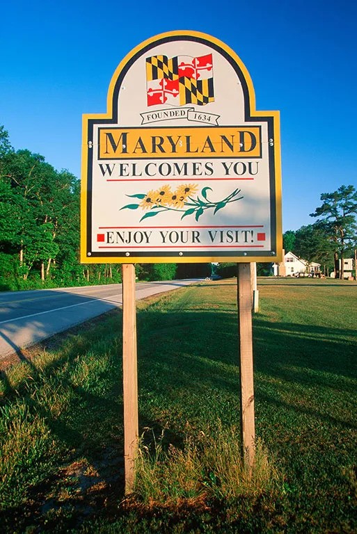 Maryland welcome sign