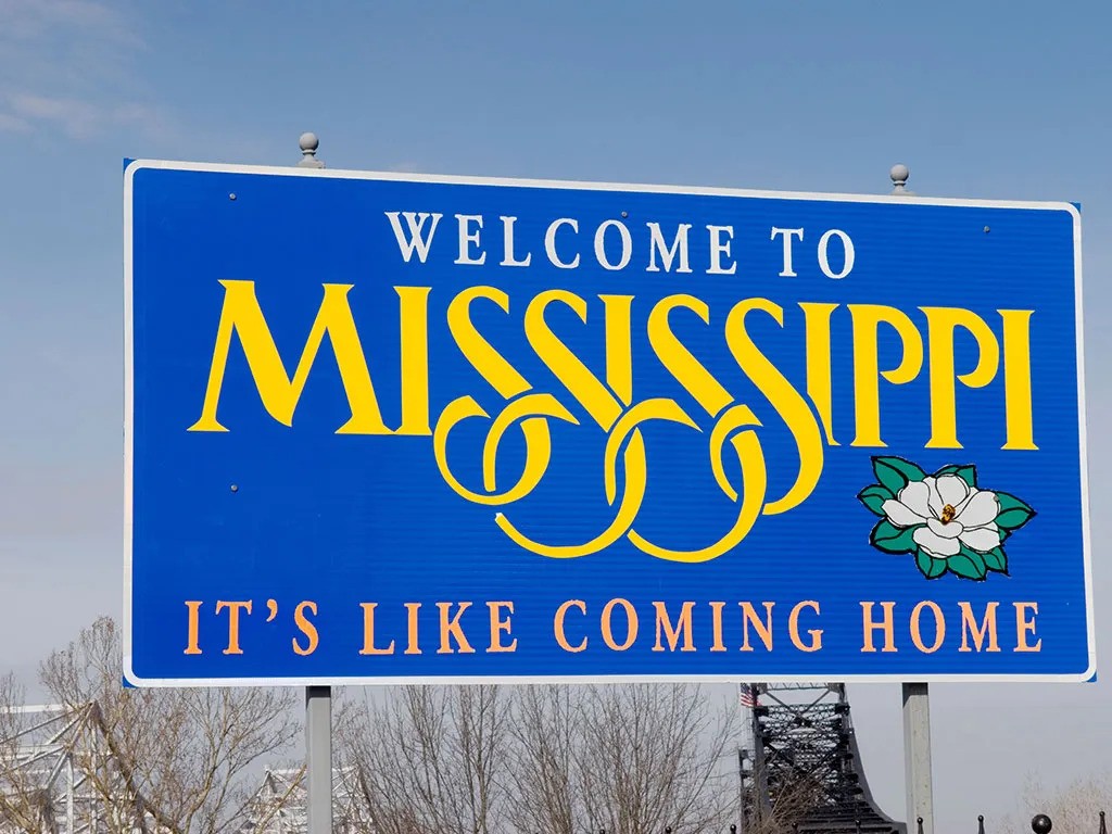 Mississippi welcome sign